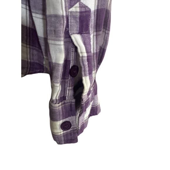 Volcom Womens Medium Cotton Purple Plaid Luna Long Sleeve Button Top #5650 - Picture 10 of 15